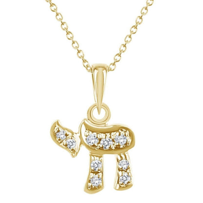14k Gold Hebrew Chai Necklace for Women