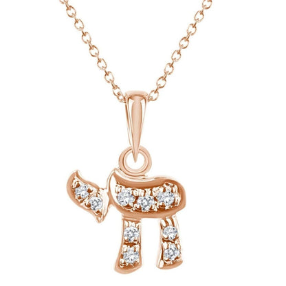14k Gold Hebrew Chai Necklace for Women
