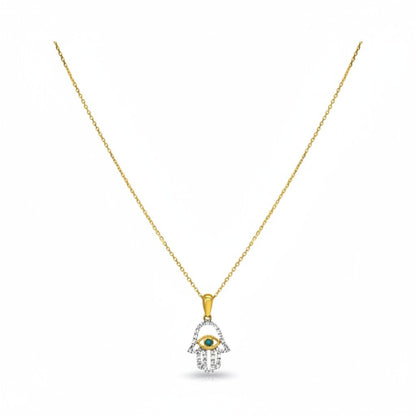 14k Gold Lucky Hamsa and Protective Evil Eye Charm