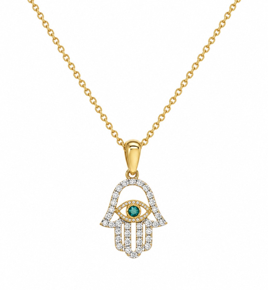 14k Gold Lucky Hamsa and Protective Evil Eye Charm