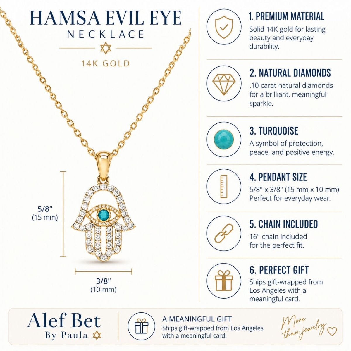 14k Gold Lucky Hamsa and Protective Evil Eye Charm