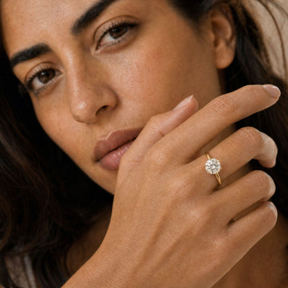 2 Carat Round Ring with Hidden Star of David, Handmade in Israel, 14k White Gold
