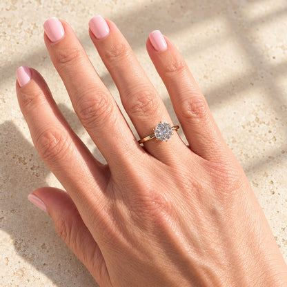 2 Carat Round Ring with Hidden Star of David, Handmade in Israel, 14k White Gold