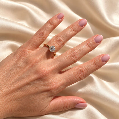 2 Carat Round Ring with Hidden Star of David, Handmade in Israel, 14k White Gold