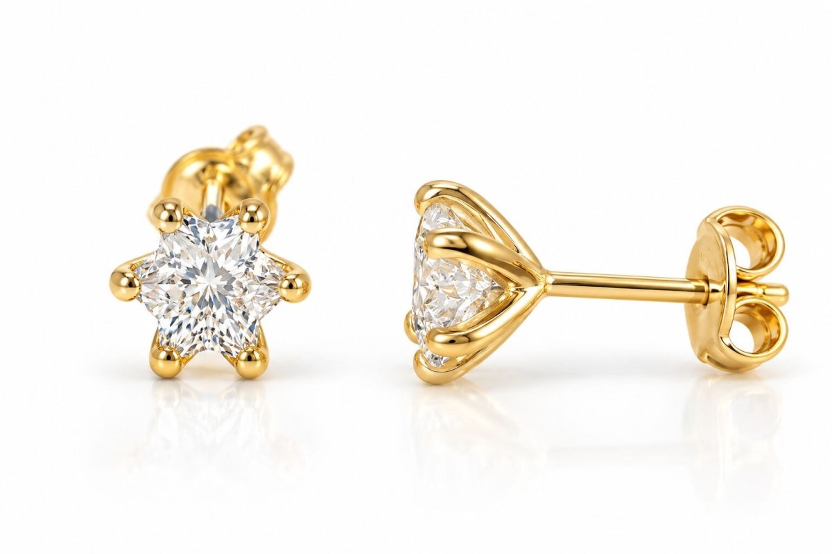 2 Carat Star-Cut Lab-Grown Diamond Star of David Studs, 14k White Gold