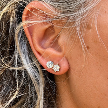 2 Carat Star-Cut Lab-Grown Diamond Star of David Studs, 14k White Gold