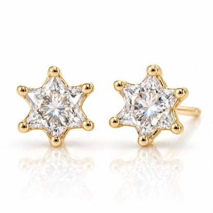 2 Carat Star-Cut Lab-Grown Diamond Star of David Studs, 14k White Gold