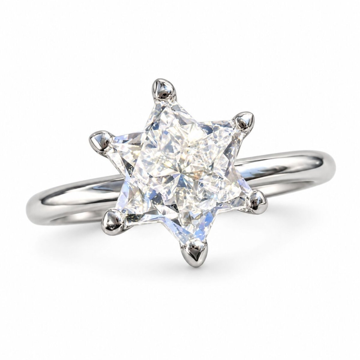2 Carat Star of David Ring, Handmade in Israel, 14k Gold