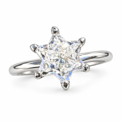 2 Carat Star of David Ring, Handmade in Israel, 14k Gold