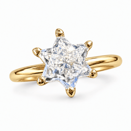 2 Carat Star of David Ring, Handmade in Israel, 14k Gold