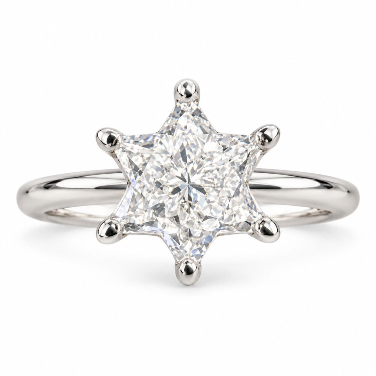 2 Carat Star of David Ring, Handmade in Israel, 14k Gold
