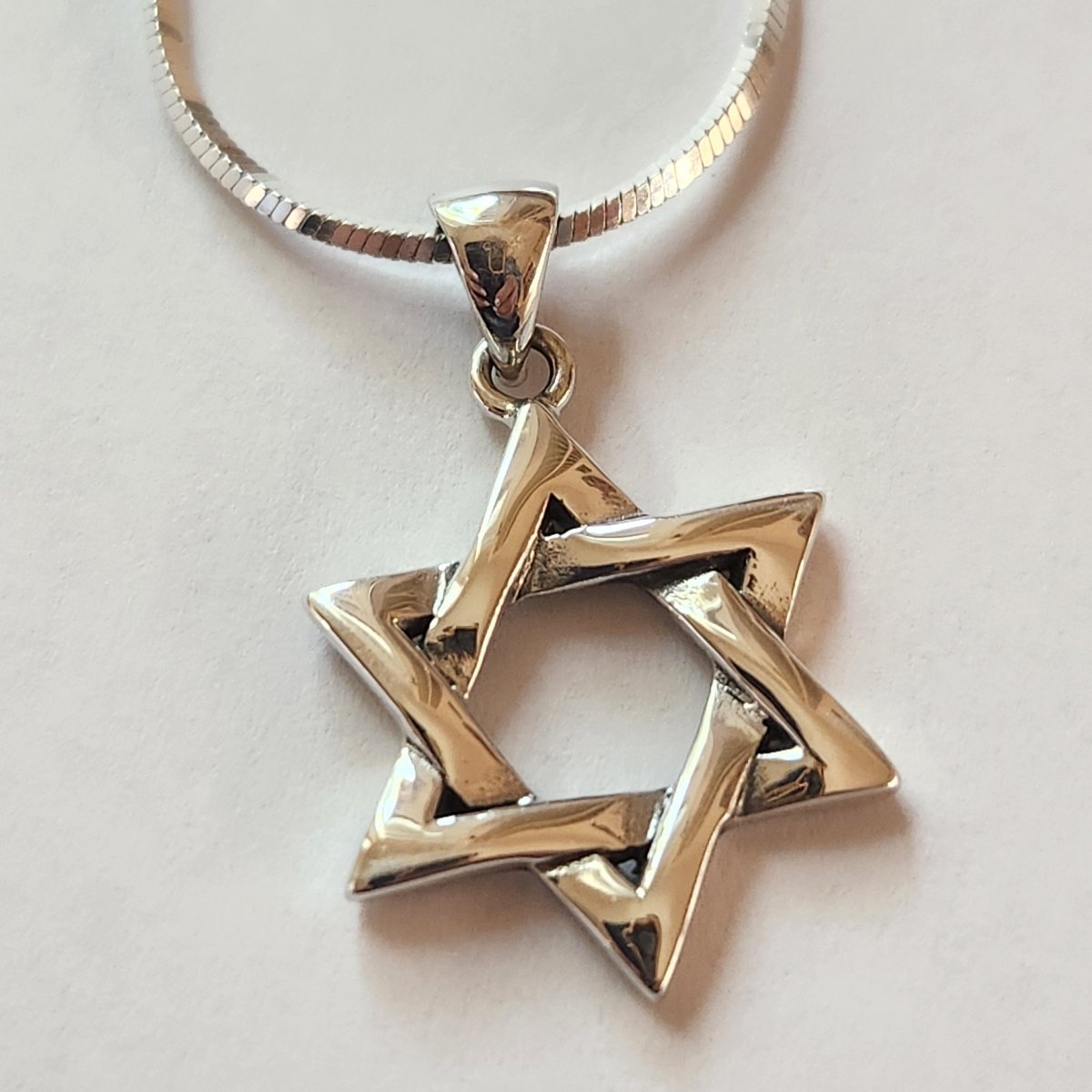 Masculine Sterling Silver Star of David Necklace