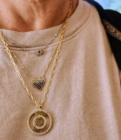 Ombre Pink Sapphire Heart Necklace