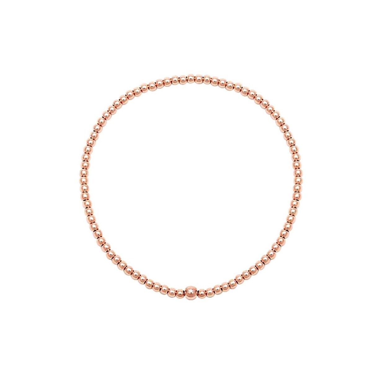 2mm Bead Bracelet in 14K Rose Gold Filled, waterproof stretch fit for every single day