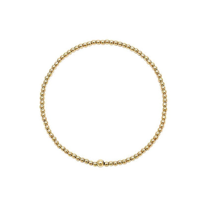 2mm Round Bead Bracelet in 14k Yellow Gold Filled, waterproof stretch fit you will reach for every morning