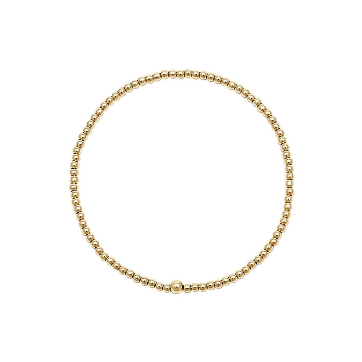 2mm Round Bead Bracelet in 14k Yellow Gold Filled, waterproof stretch fit you will reach for every morning