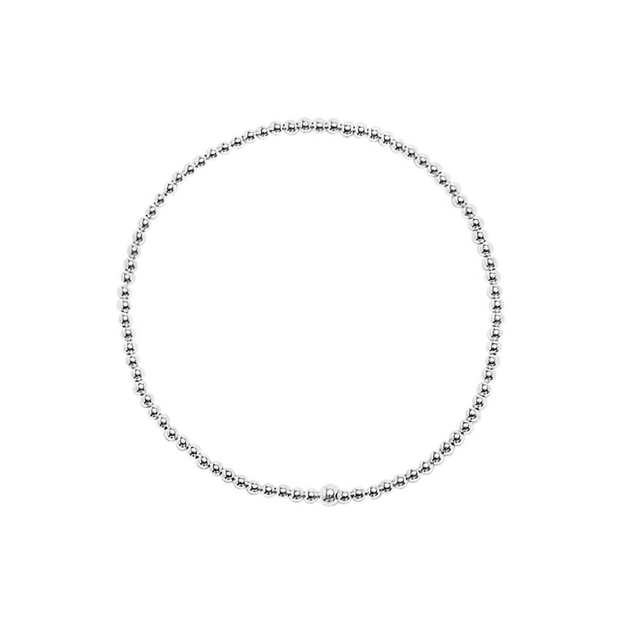 2mm Round Bead Bracelet in Sterling silver | Waterproof Stretch Fit