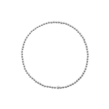 2mm Round Bead Bracelet in Sterling silver | Waterproof Stretch Fit