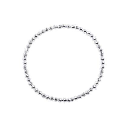 3mm Round Bead Bracelet in Sterling silver | Waterproof Stretch Fit