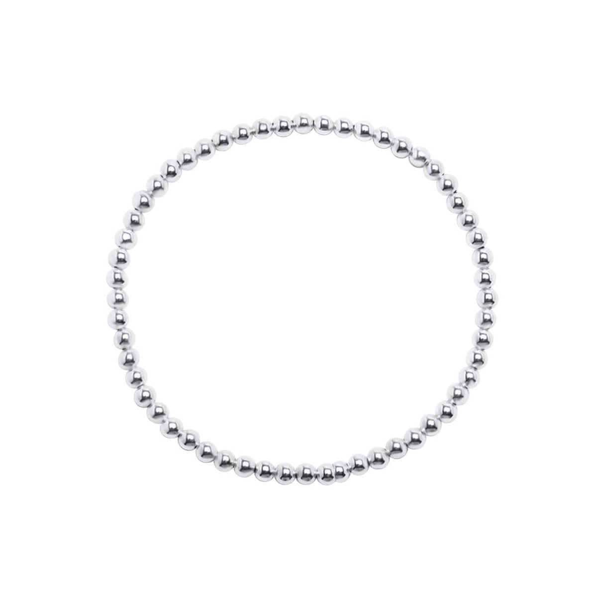 3mm Round Bead Bracelet in Sterling silver | Waterproof Stretch Fit