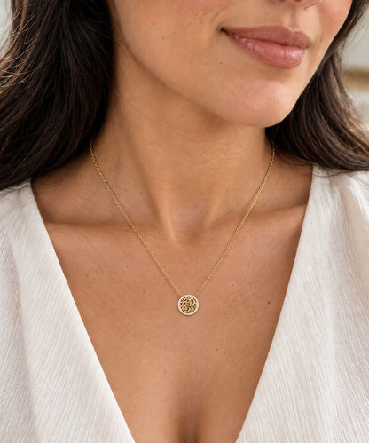 Shema Israel pendant necklace sterling silver CZ-accented rolo chain by Alef Bet