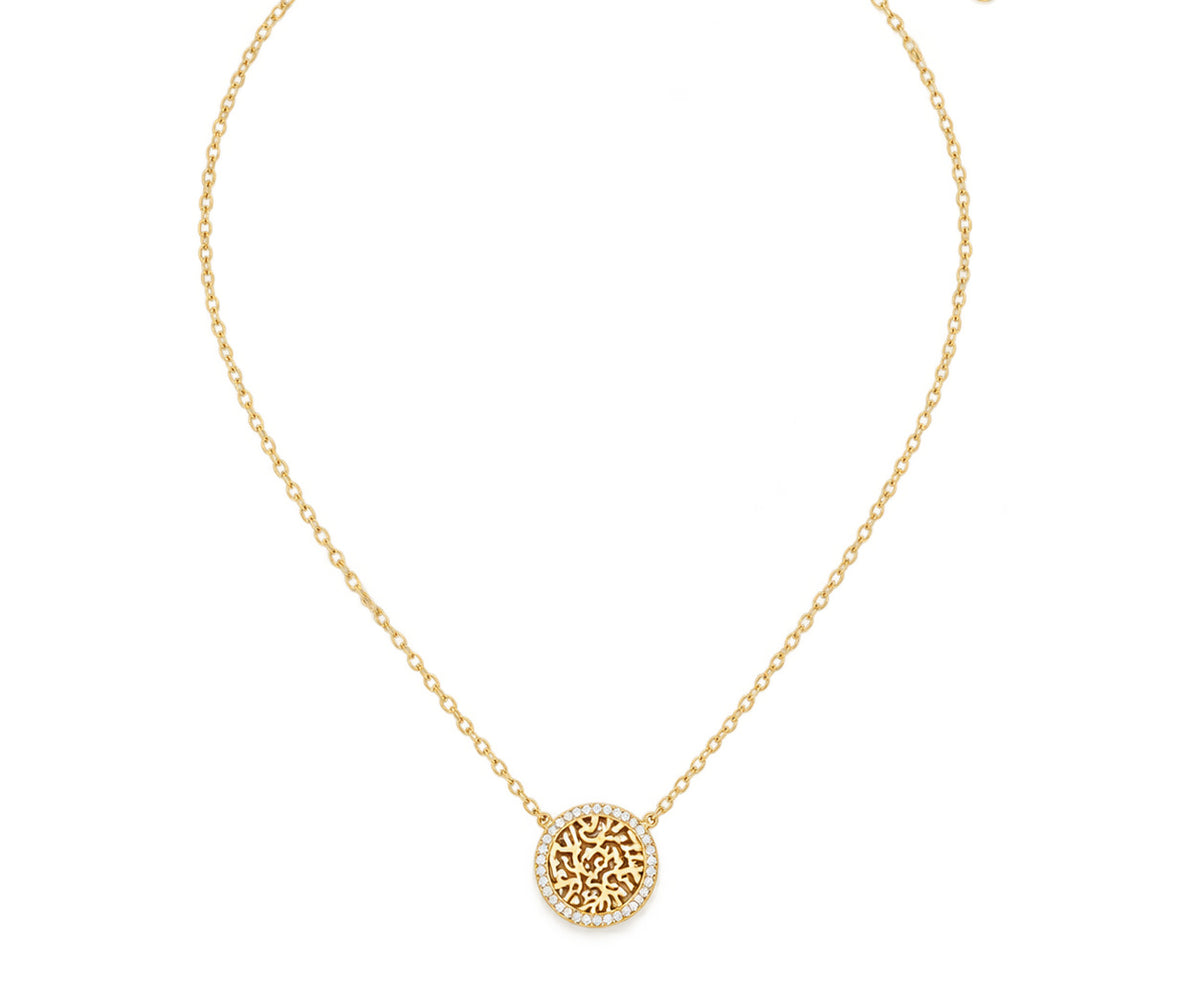 Sterling silver Shema Israel necklace with satin finish pendant and cubic zirconia chain by Alef Bet