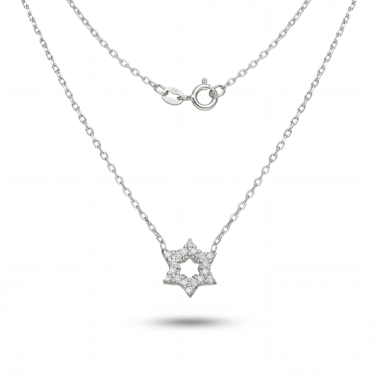 Star of David pendant necklace sterling with pave cubic zirconia by Alef Bet
