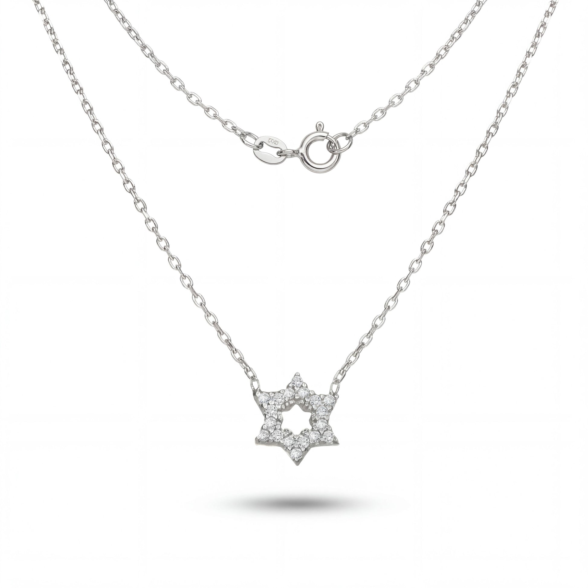 Star of David pendant necklace sterling with pave cubic zirconia by Alef Bet