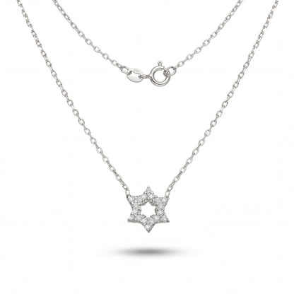 Star of David pendant necklace sterling with pave cubic zirconia by Alef Bet