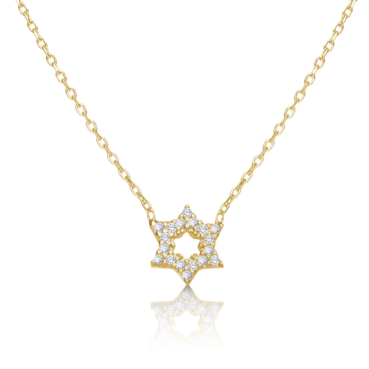 Sterling silver Star of David necklace with pave cubic zirconia by Alef Bet