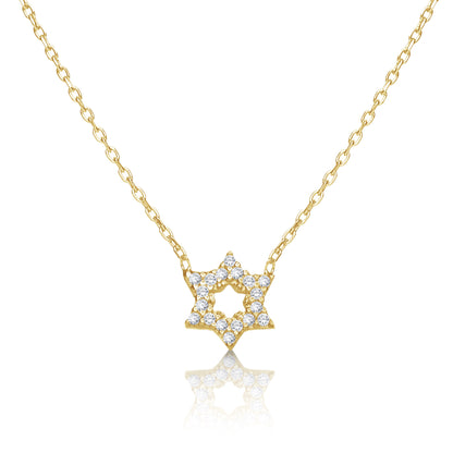 Sterling silver Star of David necklace with pave cubic zirconia by Alef Bet