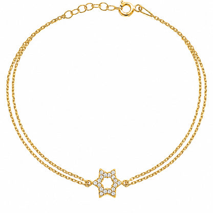 Star of David bracelet in yellow gold with satin finish by Alef Bet
