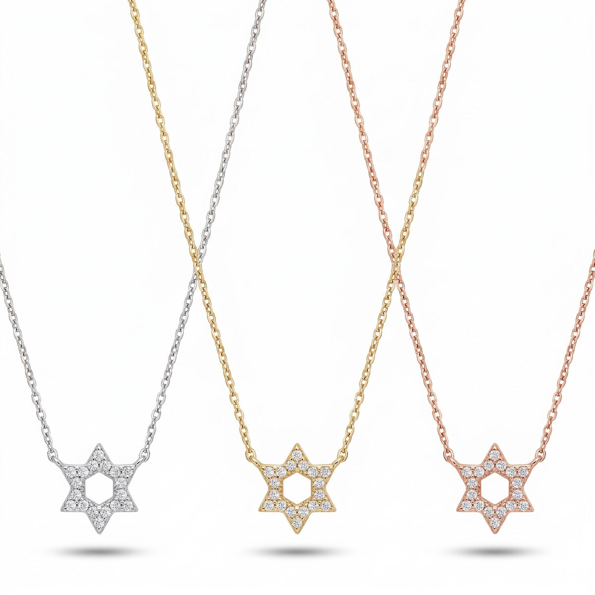 Diamond star of David pendant in 14k white gold with pave-set stones by Alef Bet