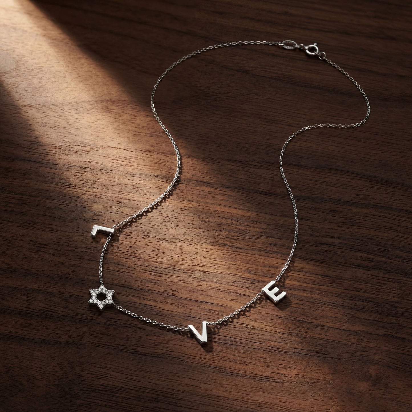 Star of David charm necklace sterling silver pave cubic zirconia best seller by Alef Bet