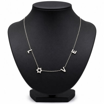 Dainty sterling silver Jewish star necklace with pave-set cubic zirconia by Alef Bet