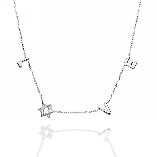 Dainty Star of David necklace in sterling silver with pave cubic zirconia by Alef Bet
