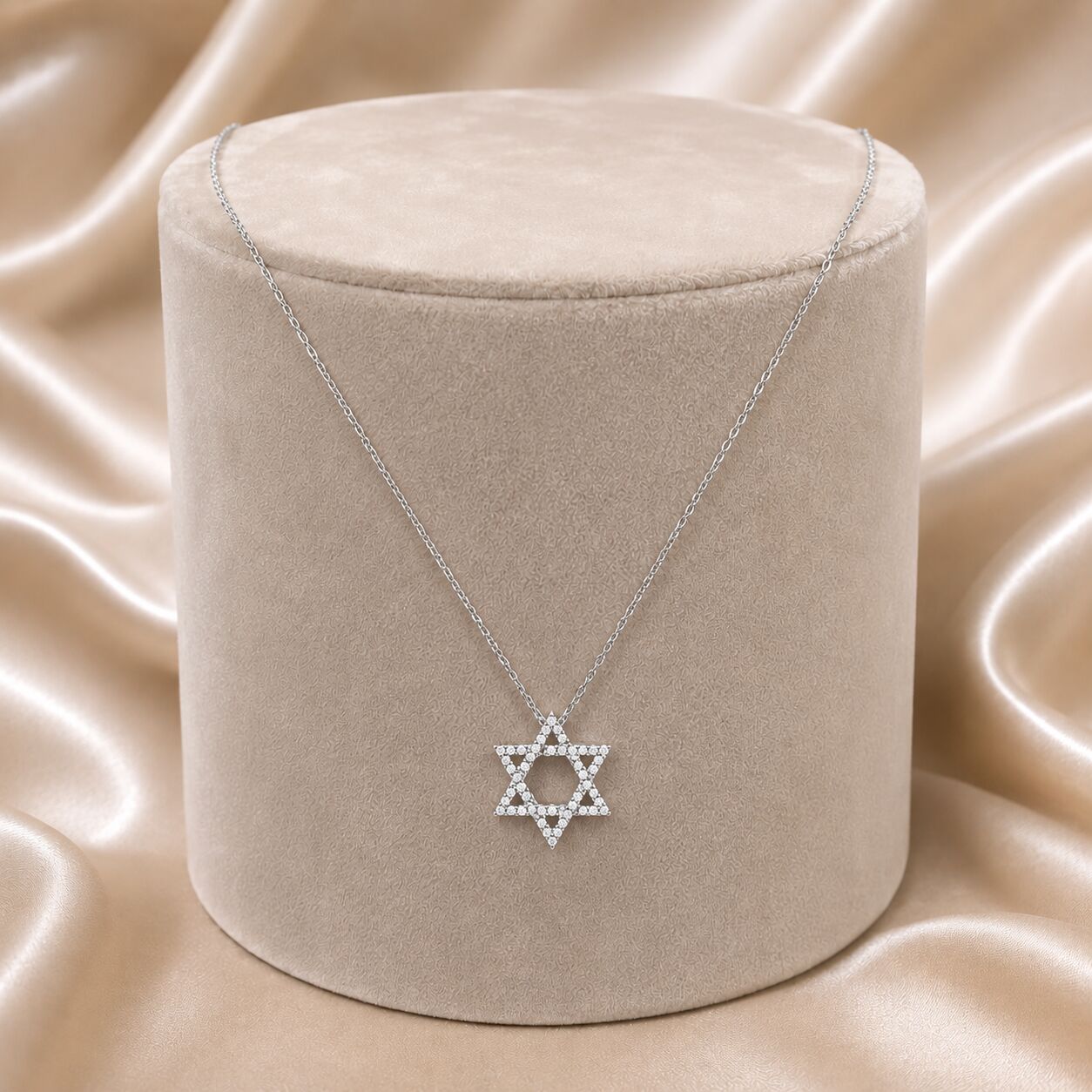 Star of David Diamond Necklace in 14k Yellow Gold, a cherished heirloom sparkling with .15ct micropave diamonds