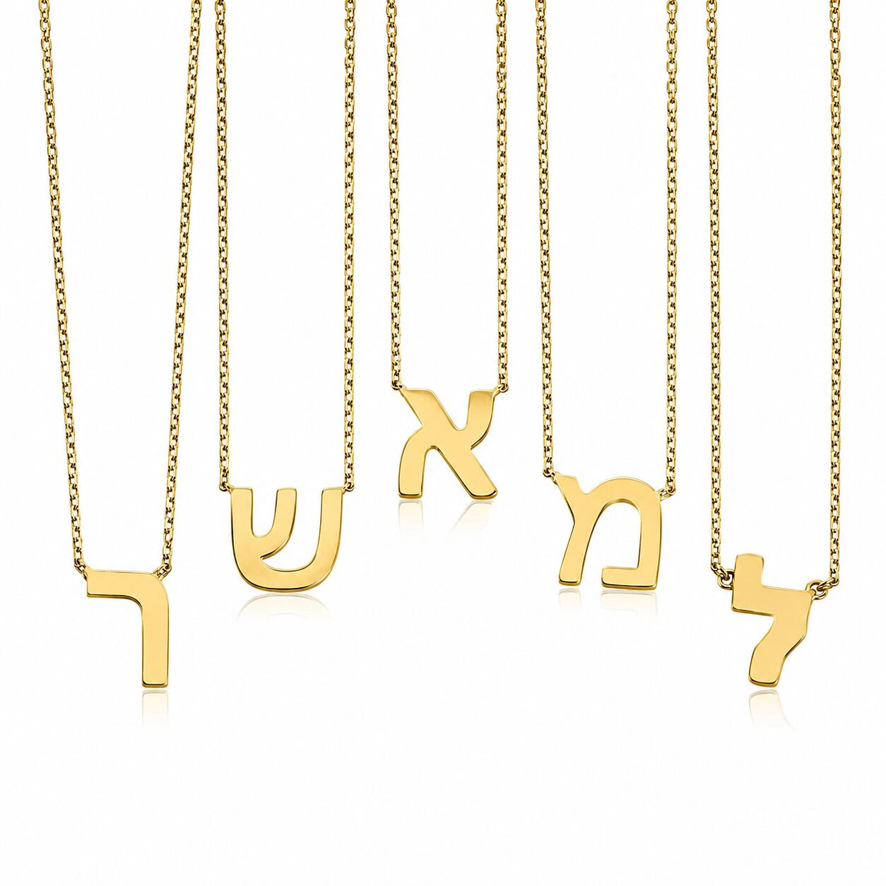 Hebrew initial necklace in sterling silver with Alef letter pendant by Alef Bet