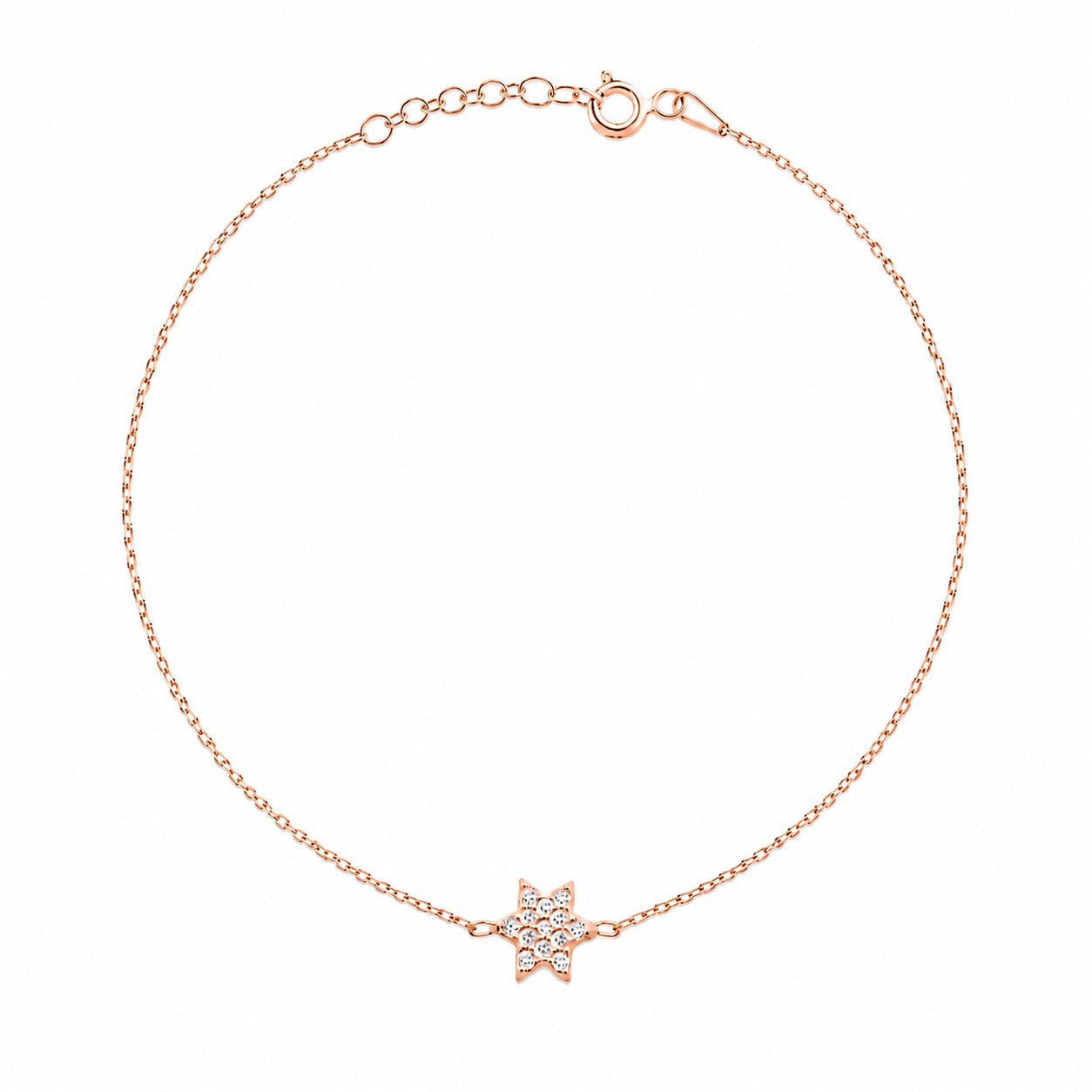 Tiny star bracelet in silver with satin finish Jewish star pendant by Alef Bet
