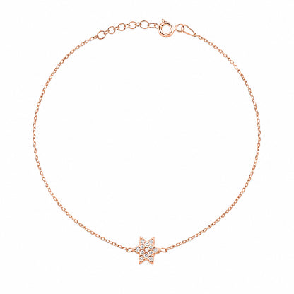 Tiny star bracelet in silver with satin finish Jewish star pendant by Alef Bet