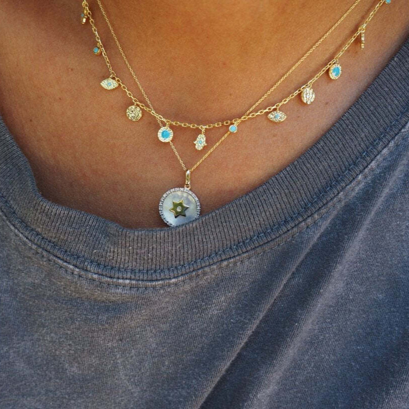Hamsa Evil Eye Lucky Charm Necklace Silver – Alef Bet by Paula