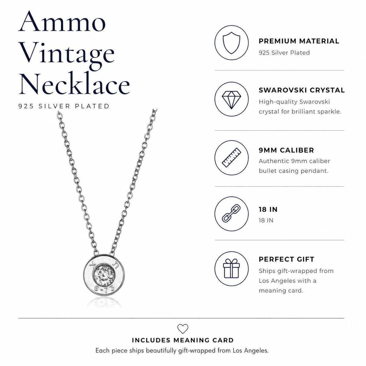 Ammo pendant necklace in antique brass with satin-finish casing by Alef Bet