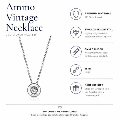Ammo pendant necklace in antique brass with satin-finish casing by Alef Bet
