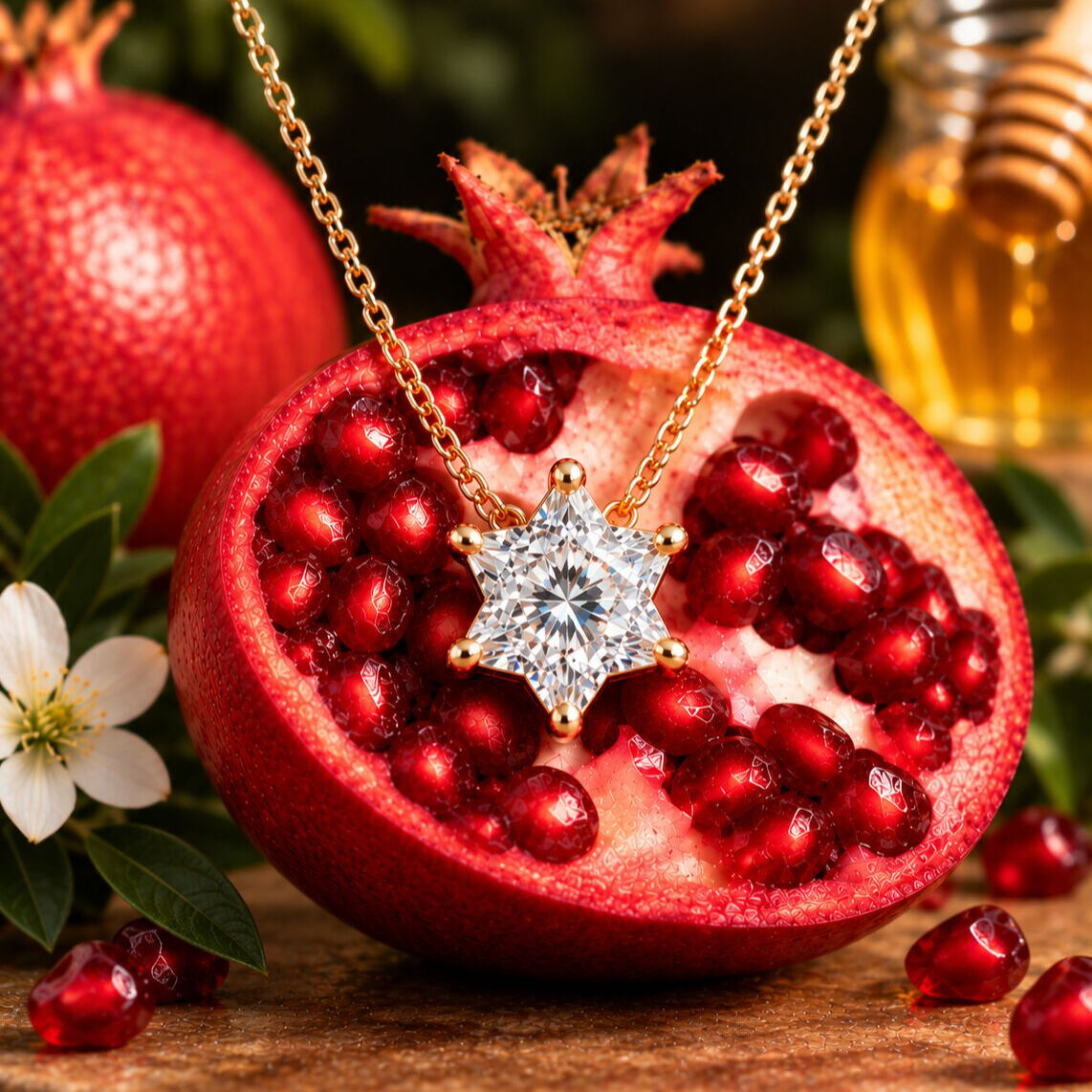 Diamond magen david star of David pendant in white gold with mixed diamond settings by Alef Bet