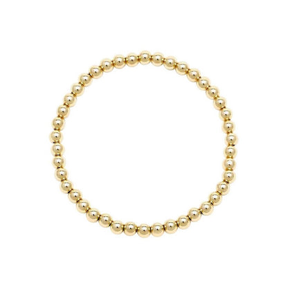 5mm 14k Gold Filled Round Bead Stretch Bracelet Statement Stacking