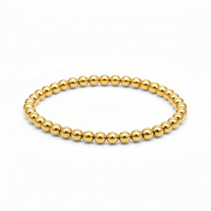 5mm beaded bracelet in yellow gold with high-polish finish by Alef Bet
