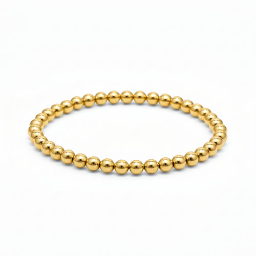 5mm beaded bracelet in yellow gold with high-polish finish by Alef Bet
