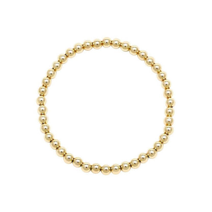 5mm beaded bracelet in yellow gold with polished spherical beads by Alef Bet