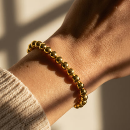 6mm gold filled beaded bracelet with uniform bead spacing by Alef Bet