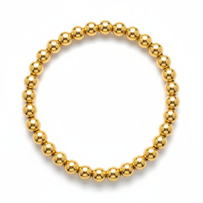 6mm beaded bracelet in gold filled with high-polish finish by Alef Bet